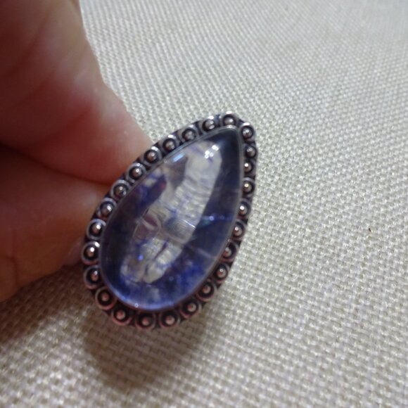 Gorgeous BLUE/PURPLE DRAGONS VEIN AGATE Handmade Sterling 925 Ring SIze 8 #468C - Picture 3 of 3